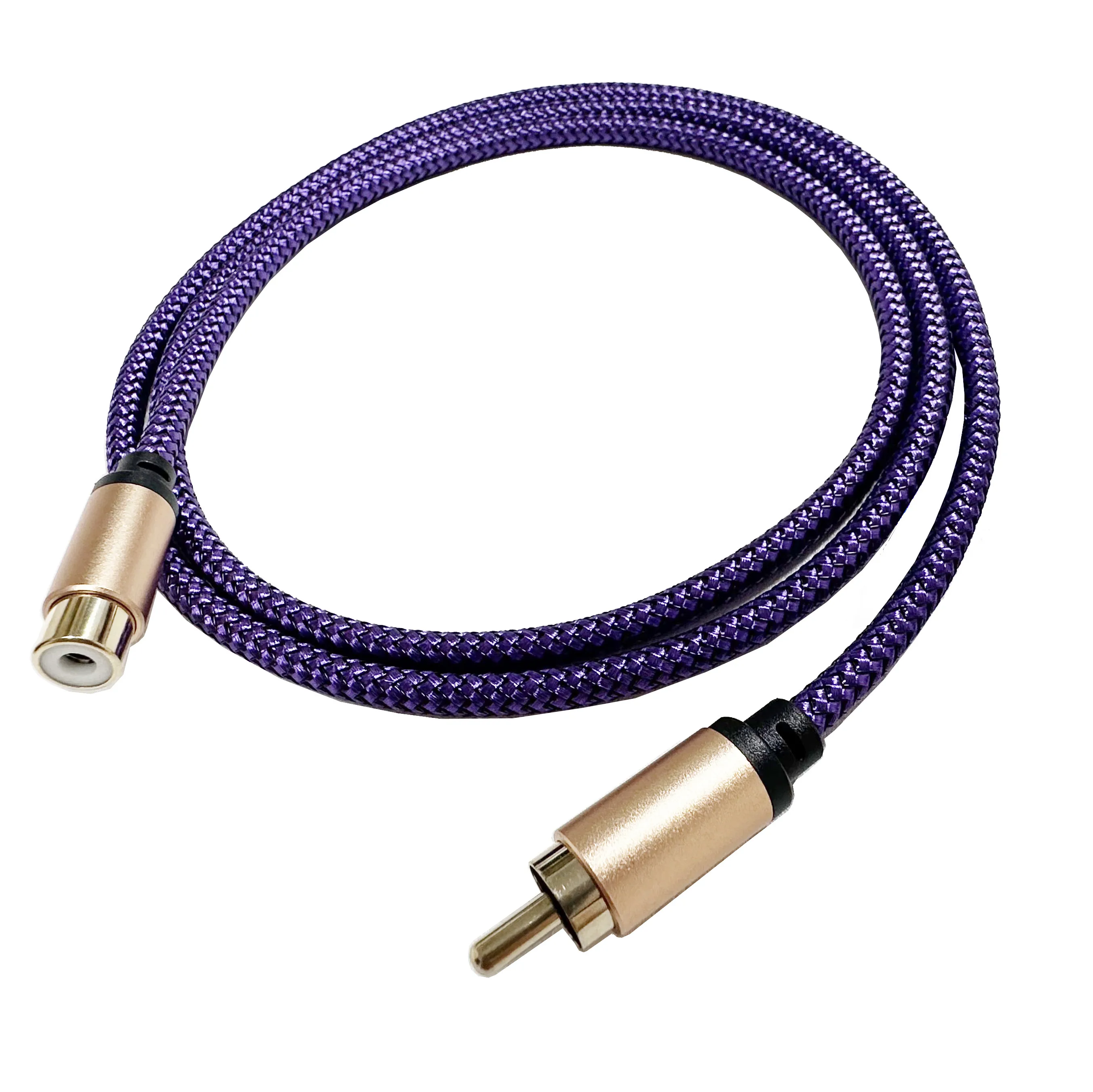 Cyfrowy kabel audio RCA, 1RCA męski na 1RCA męski, kabel do subwoofera w nylonowym oplocie, kabel wideo RCA do subwoofera. — zdjęcie produktu 2
