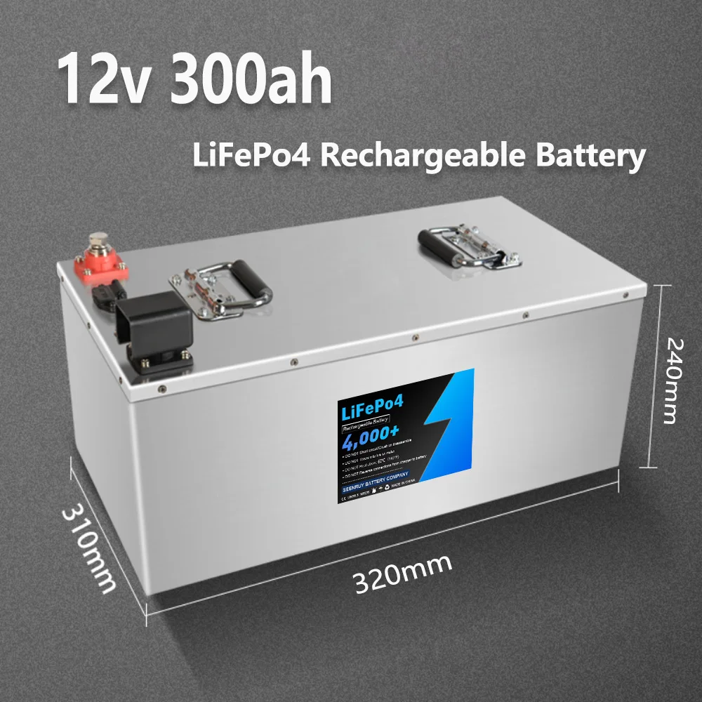 12V 300AH Lifepo4 Lithium Iron Phosphate Battery Pack Built in BMS 100A 200A Perfect For Rv Solar Energy storage outdoor camping