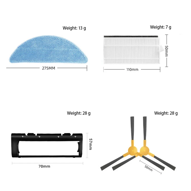 Per Ikhos Create Netbot S15 Neatsvor X500 X600 Tesvor X500 Pro Robot Aspirapolvere Principale Spazzola Laterale Mop Parti di Stoffa