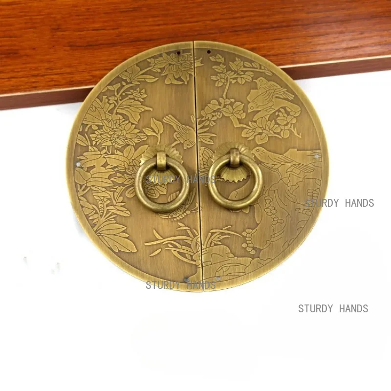 Brass wooden door handle Chinese retro bookshelf wardrobe cabinet door handle furniture hardware accessories