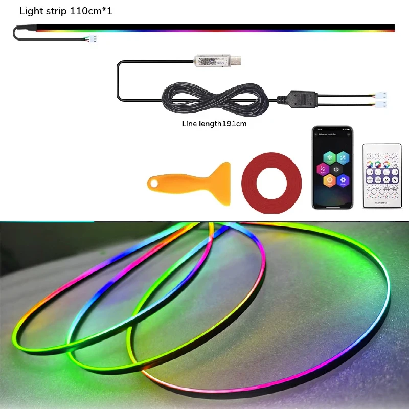 

Автомобильный окружающий свет, светодиодный интерьерный RGB-поточный светильник, окружающий свет, акриловая полоса, украшение приборной панели