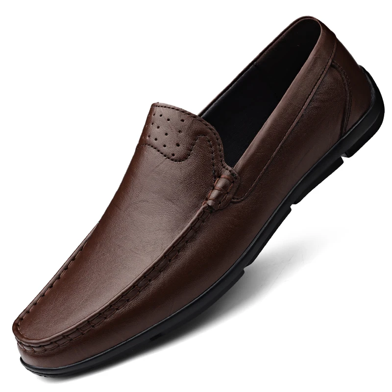 Classic Brand Men's Genuine Leather Casual Shoes Soft Sole Comfortable Flat Bottom Loafers High-quality Business Shoes for Men‘s - Image 6