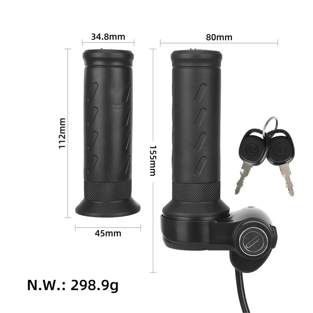108 Type Electric Bike Throttle Grip Wire Twist Throttle Grip with 2 Keys Vehicle Speed for Tricycles Electric Scooters