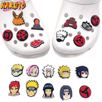 Naruto DIY Shoe Decorations Anime Figure Kakashi Sasuke Silicone Shoe Buckle Slipper Sandal Croc Shoe Accessorie Kids Toys Gifts
