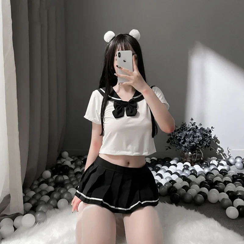 

Japanese College Style Pure Student Role-playing Set Sweet Pleated Mini Skirt Cute Girl Teasing JK Uniform Super Short Skirt for