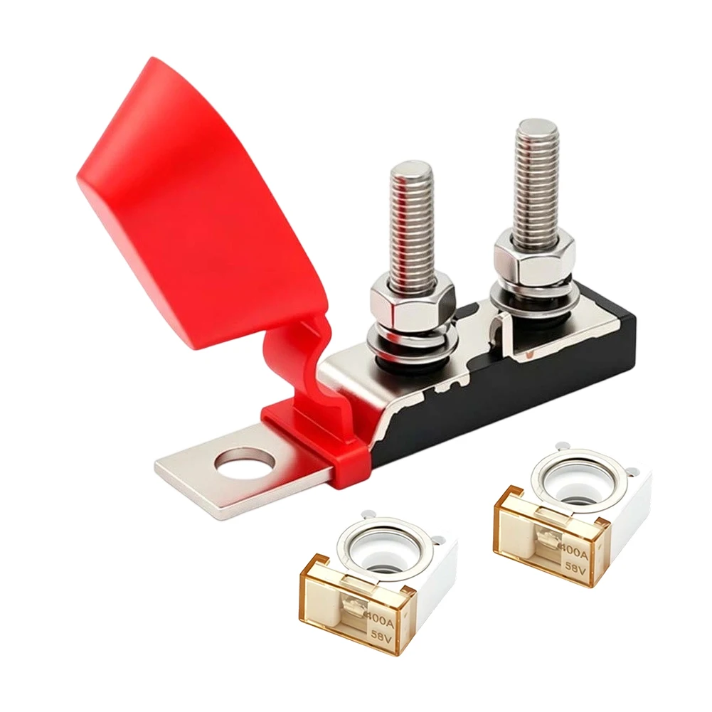 400A Metal Square Fuse Holder for Battery Circuits in RVs Marine Vessels Construction Machinery and DC Power Distribution Panels