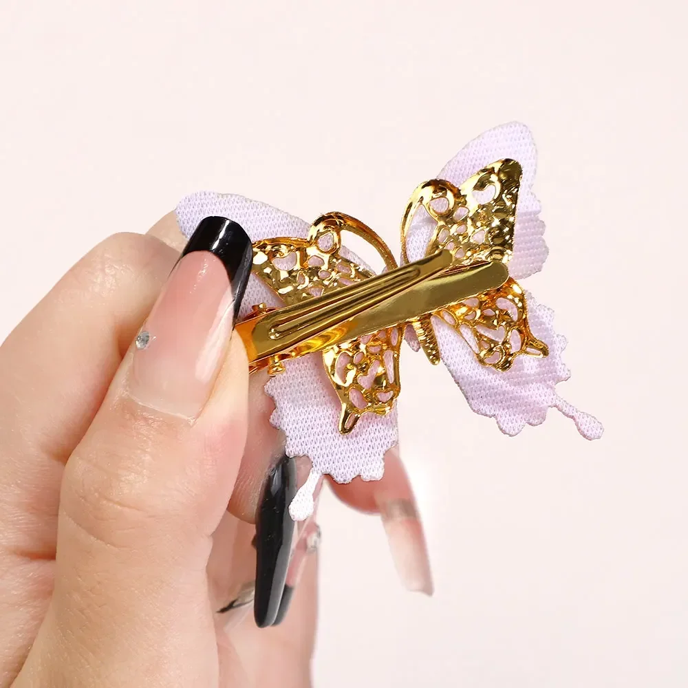 4/6Pcs Colorful Butterfly Hairpins Girl Hair Clips Barrettes Women Sweet Hair Ornament Rainbow Headwear Fashion Hair Accessories