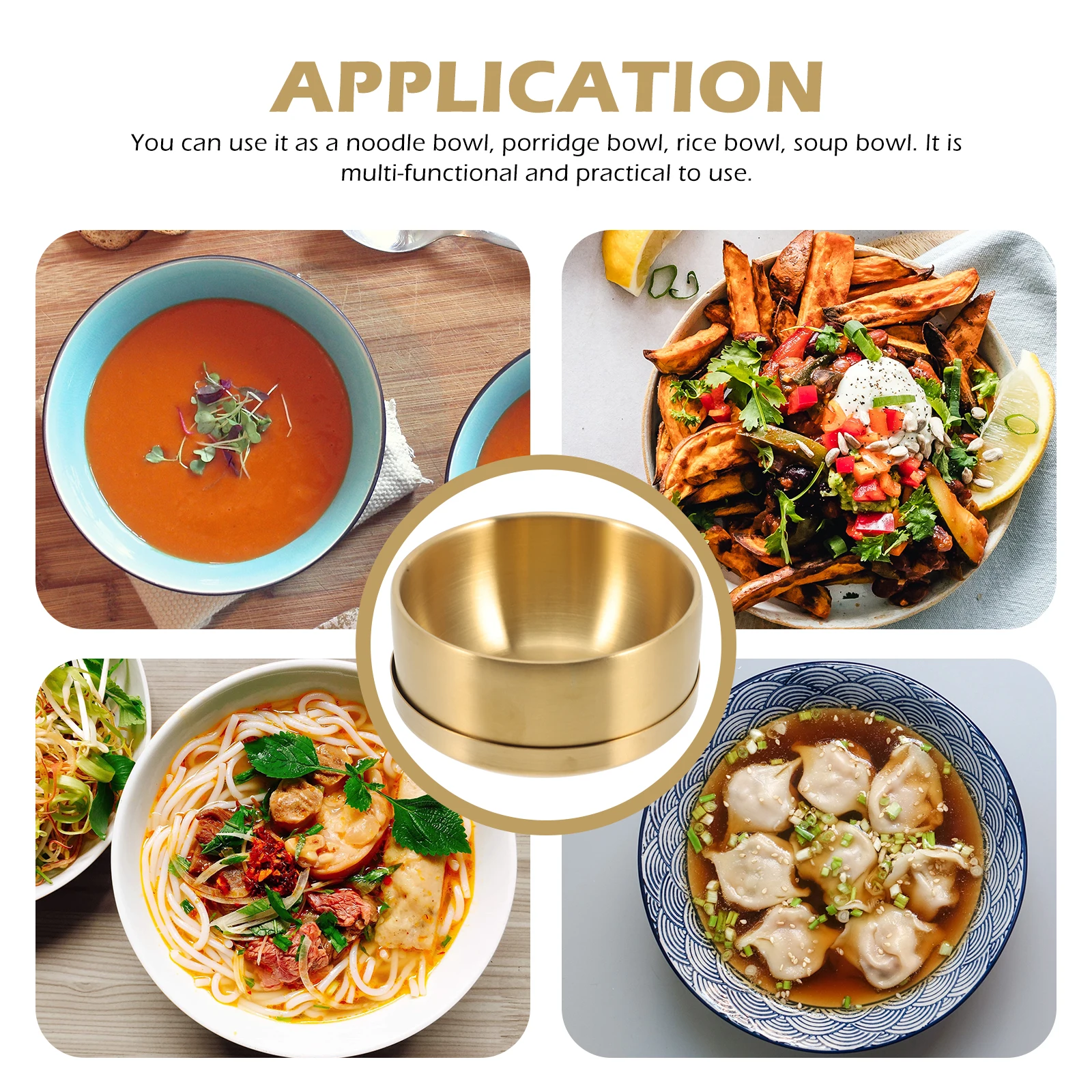 

Stainless Steel Rice Bowl Double Layer Leakproof Korean Style Home Use Grade Material Stainless Steel Bowl