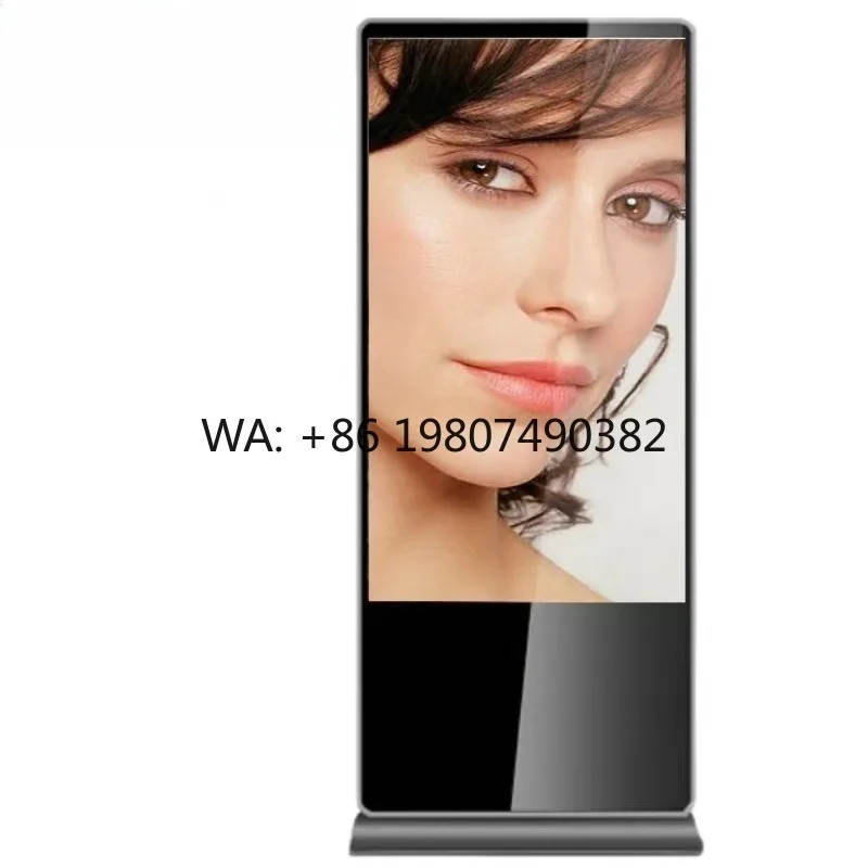 

55 Inch Metal Glass IPS Floor Stand Totem NFC Remote CMS HD Video Indoor Digital Advertising Signage Display