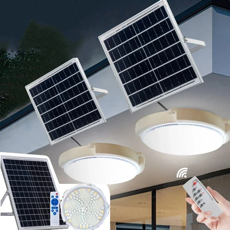 60/500w led solar luz de teto luz pingente ao ar livre indoor lâmpada de energia solar com linha luz do corredor para decoração do jardim quente