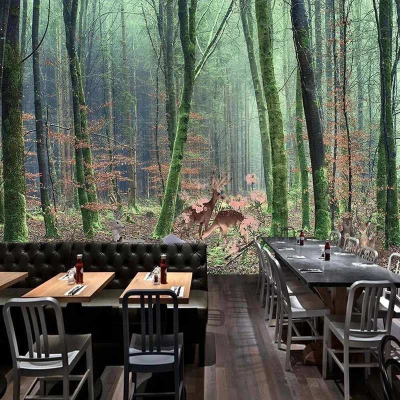 Custom Mural Wallpaper Modern 3D Forest Elk Landscape Wall Painting Living Room TV Sofa Hotel Background Papel De Parede Tapet