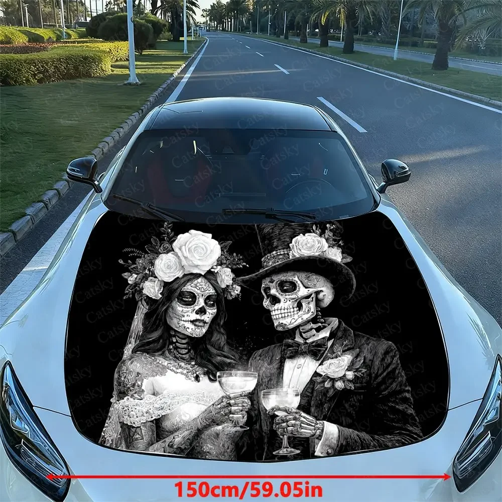 Undead Wedding Car Vinyl Wrap, PVC Material Waterproof Car Hood Sticker