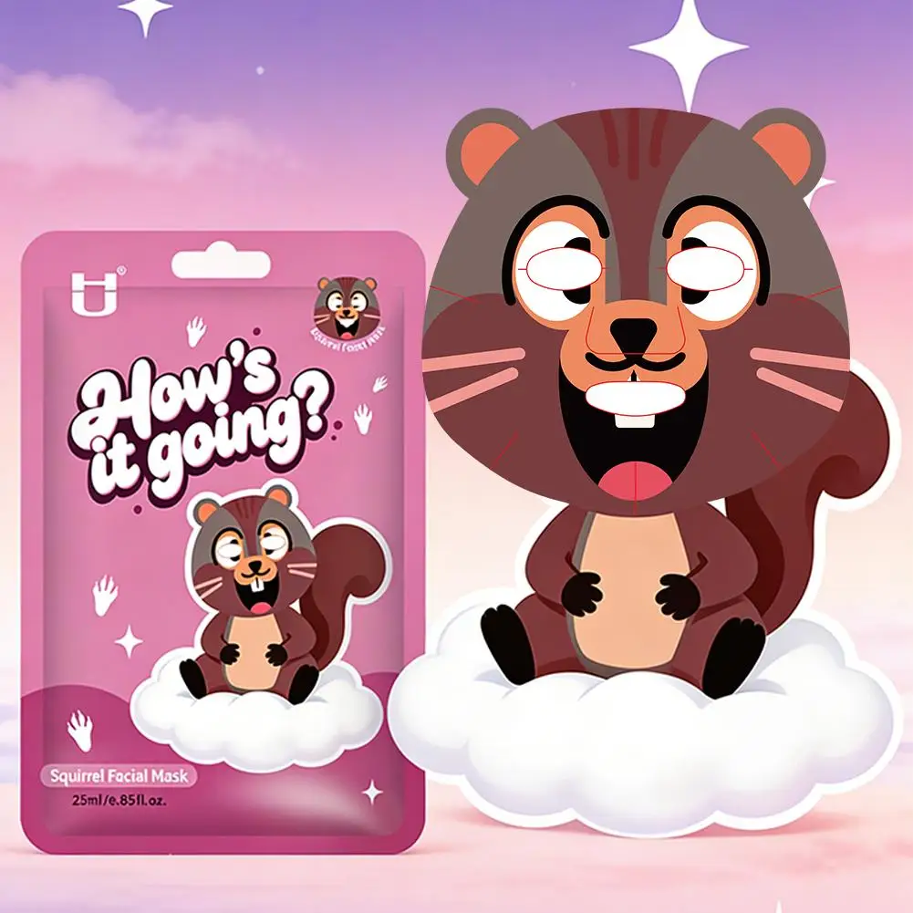 1/5PCS Cute Animal Character Sheet Masks, Deep Moisturizing Soothing Face Masks for Kids Teens Women Girls Night Party Skin Care
