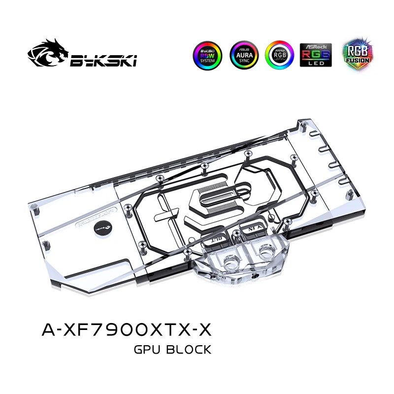 Bykski Water Block Use for XFX Radeon RX 7900 XTX Merc 310 OC GPU Card / Copper Cooling Radiator RGB AURA/ A-XF7900XTX-X
