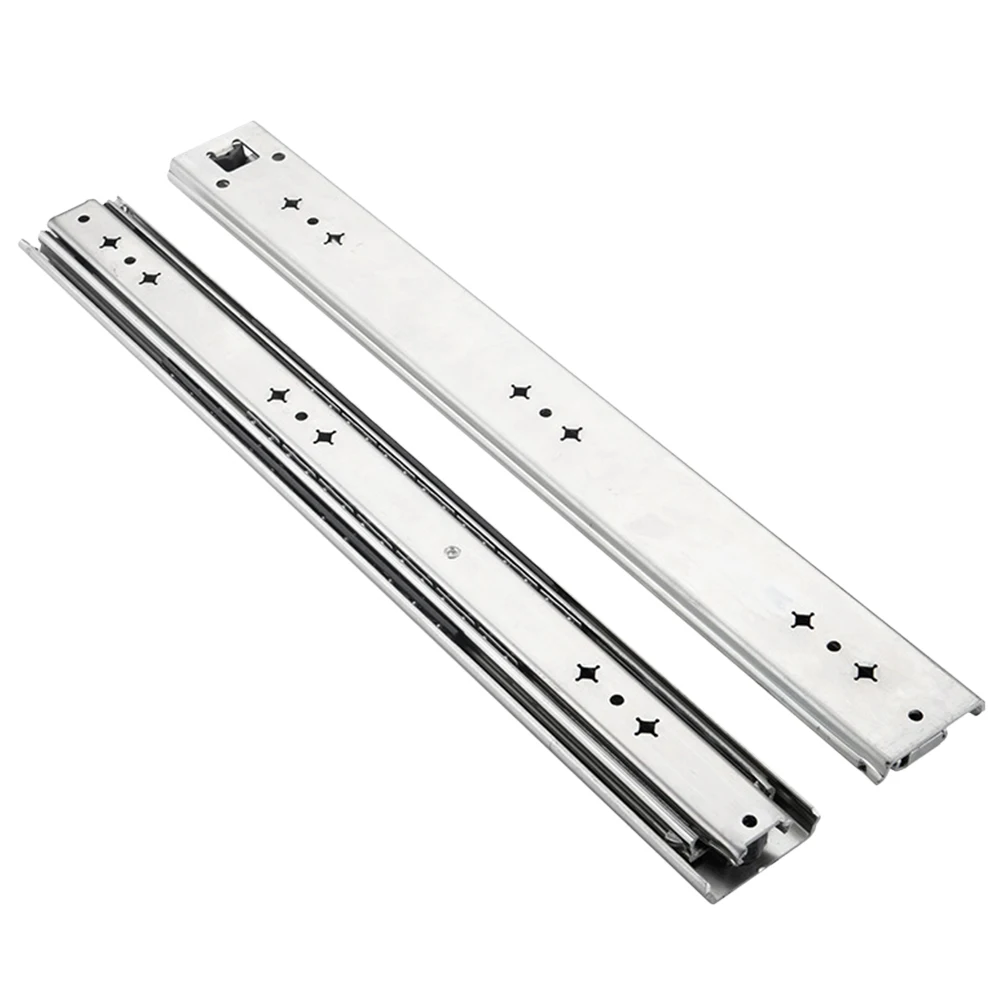 

2Pcs Heavy Duty Drawer Slides Self-Locking Cold Rolled Steel ABS Smooth Slide Strong Bearing Capacity Cabinet Rail
