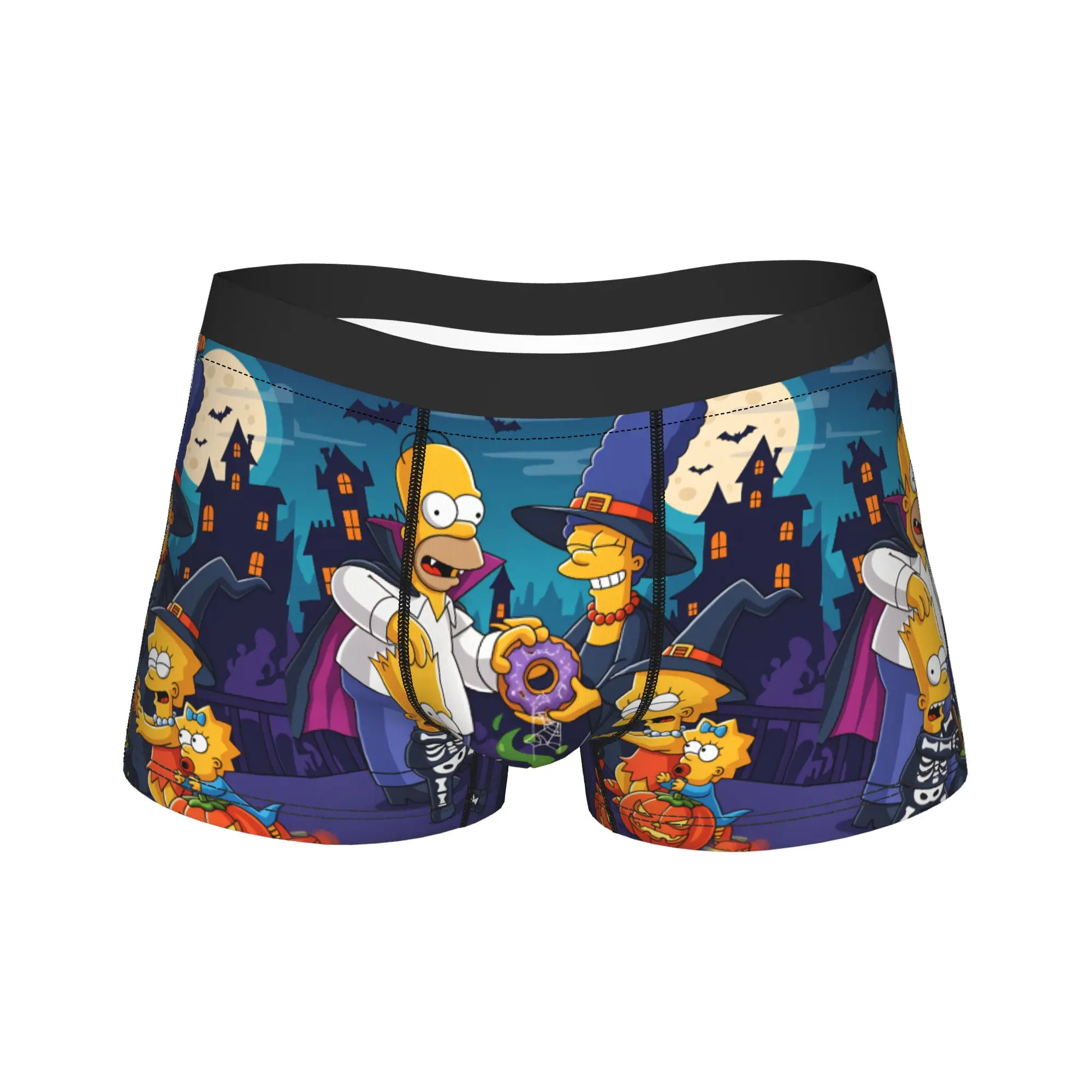 S-Simpsons Spooky Springfield Funny Halloween Underwear Pattern Trunk Quality Men Underpants Breathable Shorts Briefs Gift