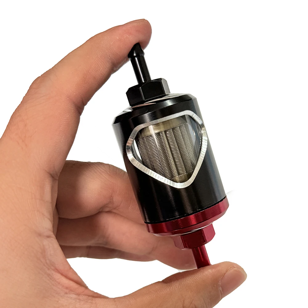 

6mm Universal Motorcycle Inline Carb Fuel Gas Filter Fuel Alloy Motor Oils Filter Stainless Steel Core Glass Perspective Filter