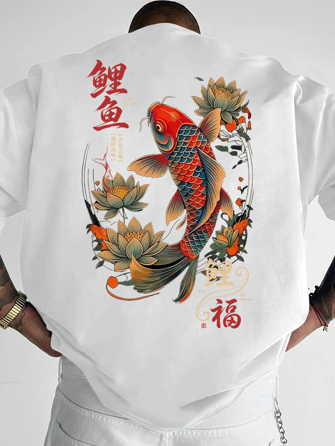 New  Summer Japanese Lotus 3D Print Breathable Quick-Drying Men's Carp Lucky T-Shirt  Outdoor Street Style Parent-child Clothing