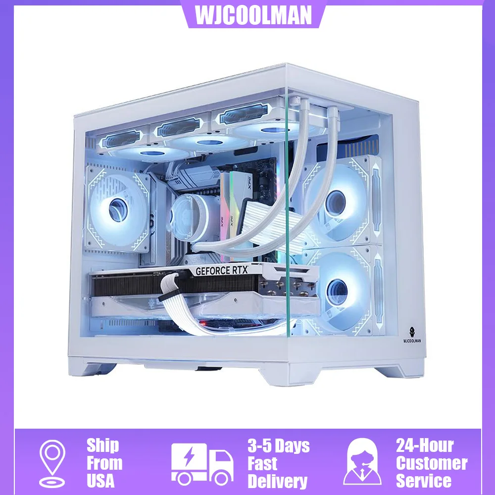 WJCOOLMAN Lone Warrior Upgrade Edition Panoramic Version 2Side Transparent Glass Case with Support ATX High-Airflow Design