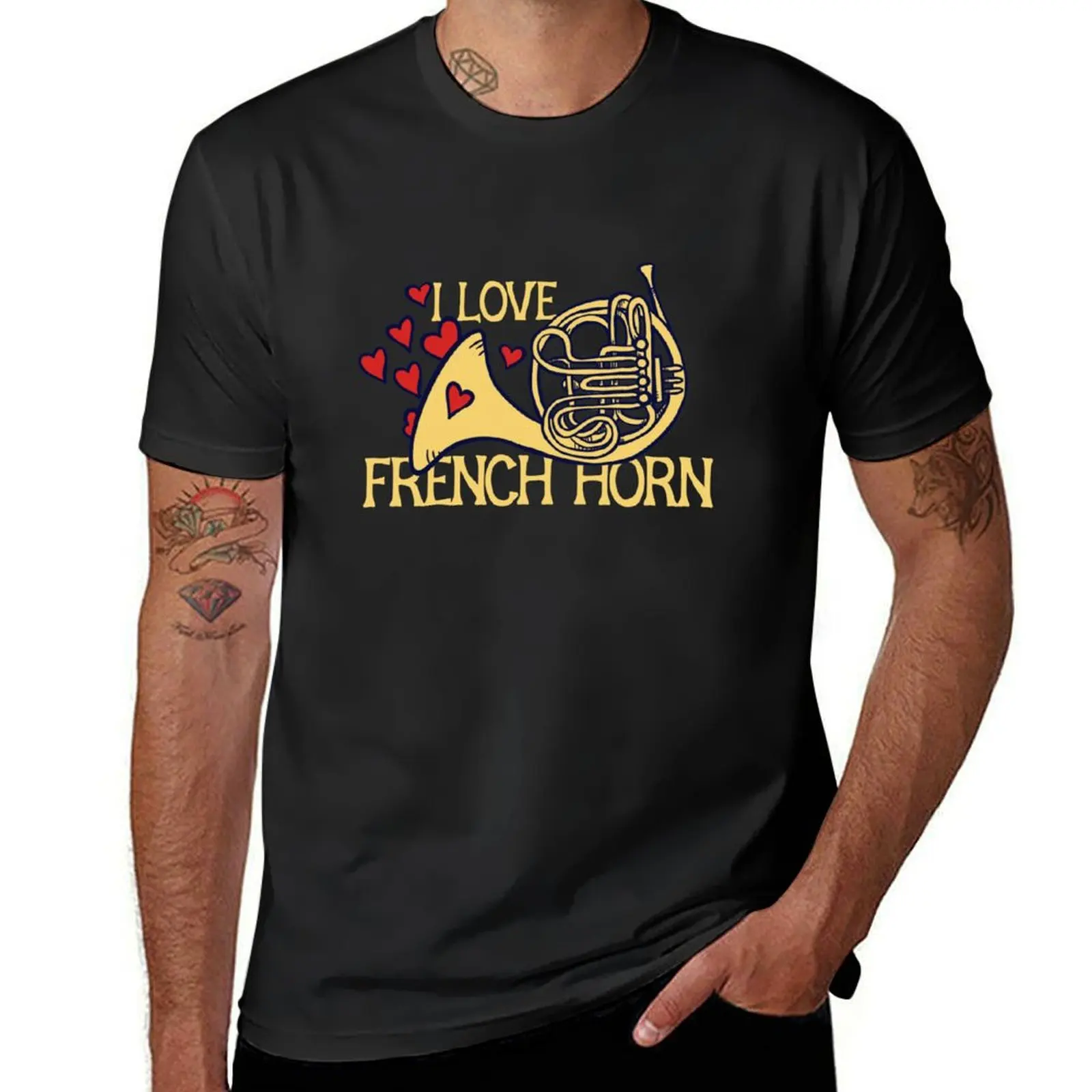 I love french Horn T-shirt vintage clothes kawaii clothes anime clothes t shirt men