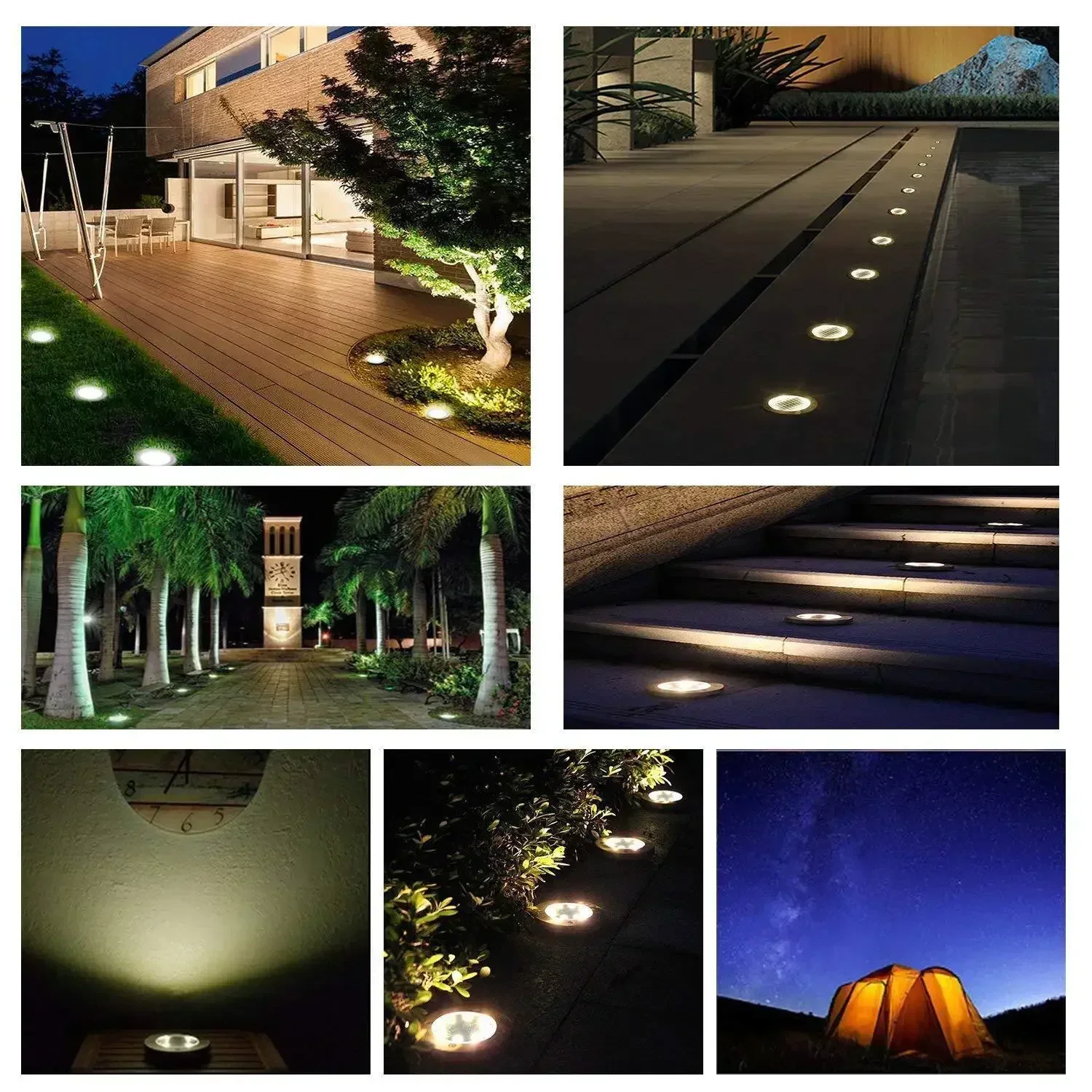 Solar Power Disk Light Outdoor 16LED Bright Multi-Color Solar Lamps Garden Underground Light Deck Light Buried Spotlight Decor