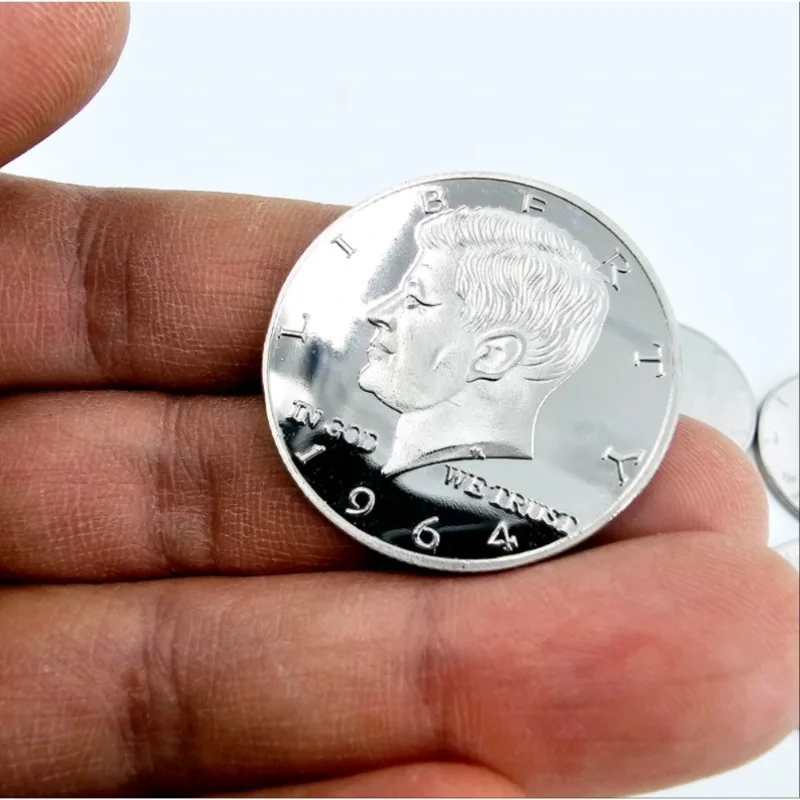 5 uds. De acero, medio dólar, primer plano, trucos de Magia, ilusiones, accesorios de Magia, trucos, accesorio de mago, Magia profesional