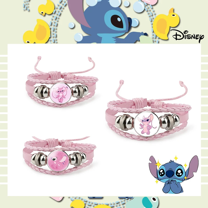 Disney Stitch Bracelets Lilo & Stitch Anime Charm Bracelet Print Cute Woven Adjustable Bangles for Women Y2k Jewelry Girl Gift