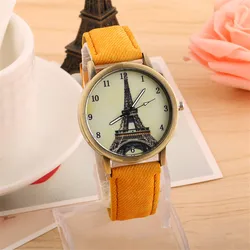 Fashion Brand Women's Watches Eiffel Tower Vintage Leather Quartz Watch Women Ladies Wrist Watches Casual Clock Gifts