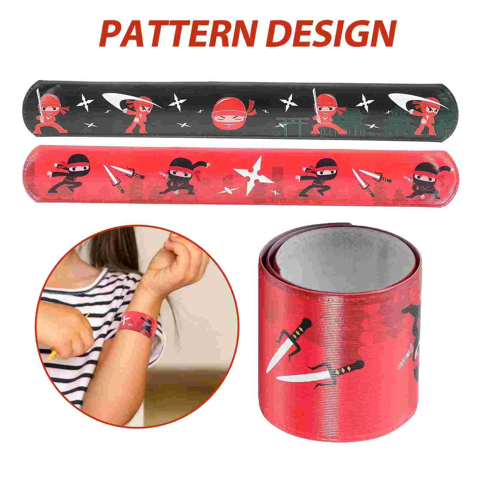 12 Pcs Pat Ring Bracelet Animal Slap Wrist Bracelets Bands for Party Bags Bulk Ninja Straps