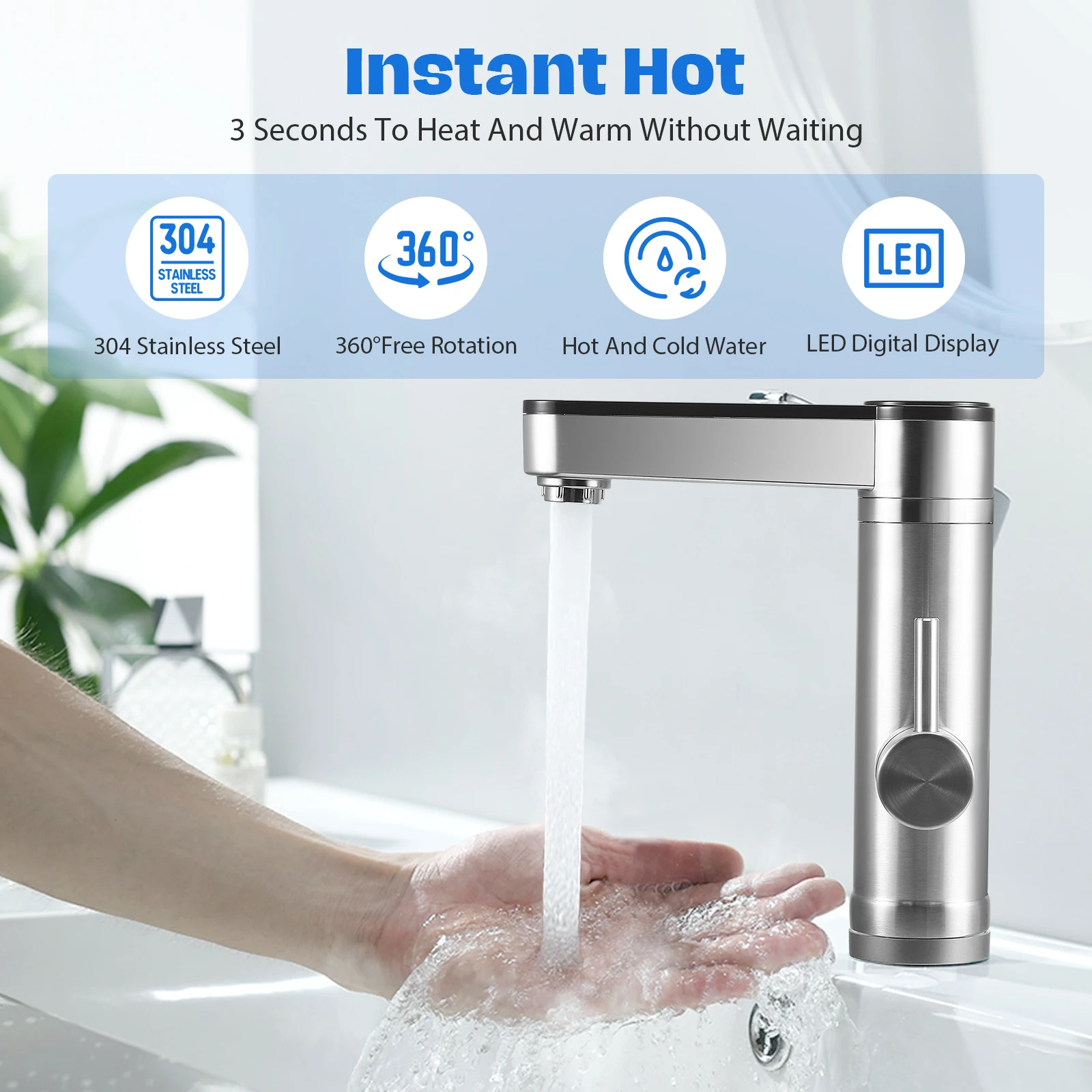 220 V Electric Tap With Instant Water Heater For Kitchen Garden Bathroom Caravan Camping Smart Heater Tap Water Boiler