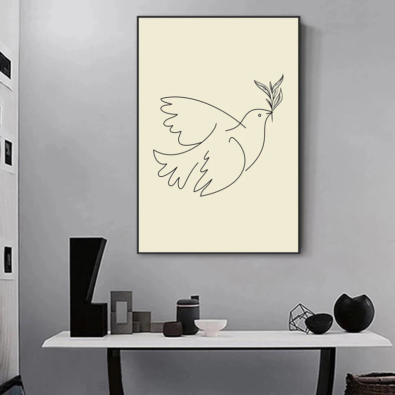 Praise of Peace Pigeon Posters and Prints Modern Minimalist Art Canvas Painting Wall Art Pictures Home Bar Room Decoration