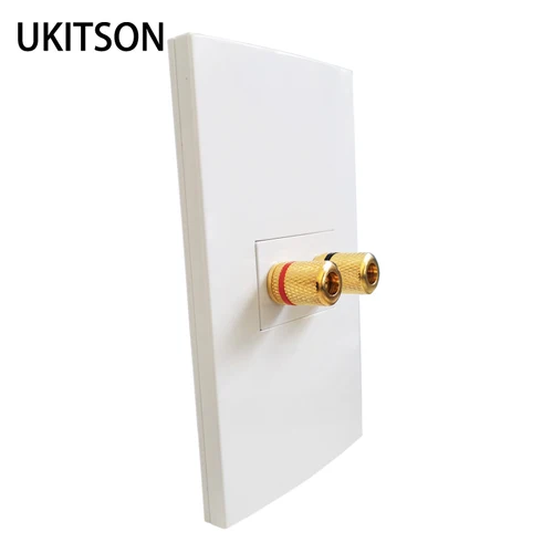 Cable de altavoz de alta fidelidad, Panel de pared, enchufe chapado en oro, sistema de sonido de 1 entrada, enchufe Banana de cobre, placa frontal de salida en Color blanco