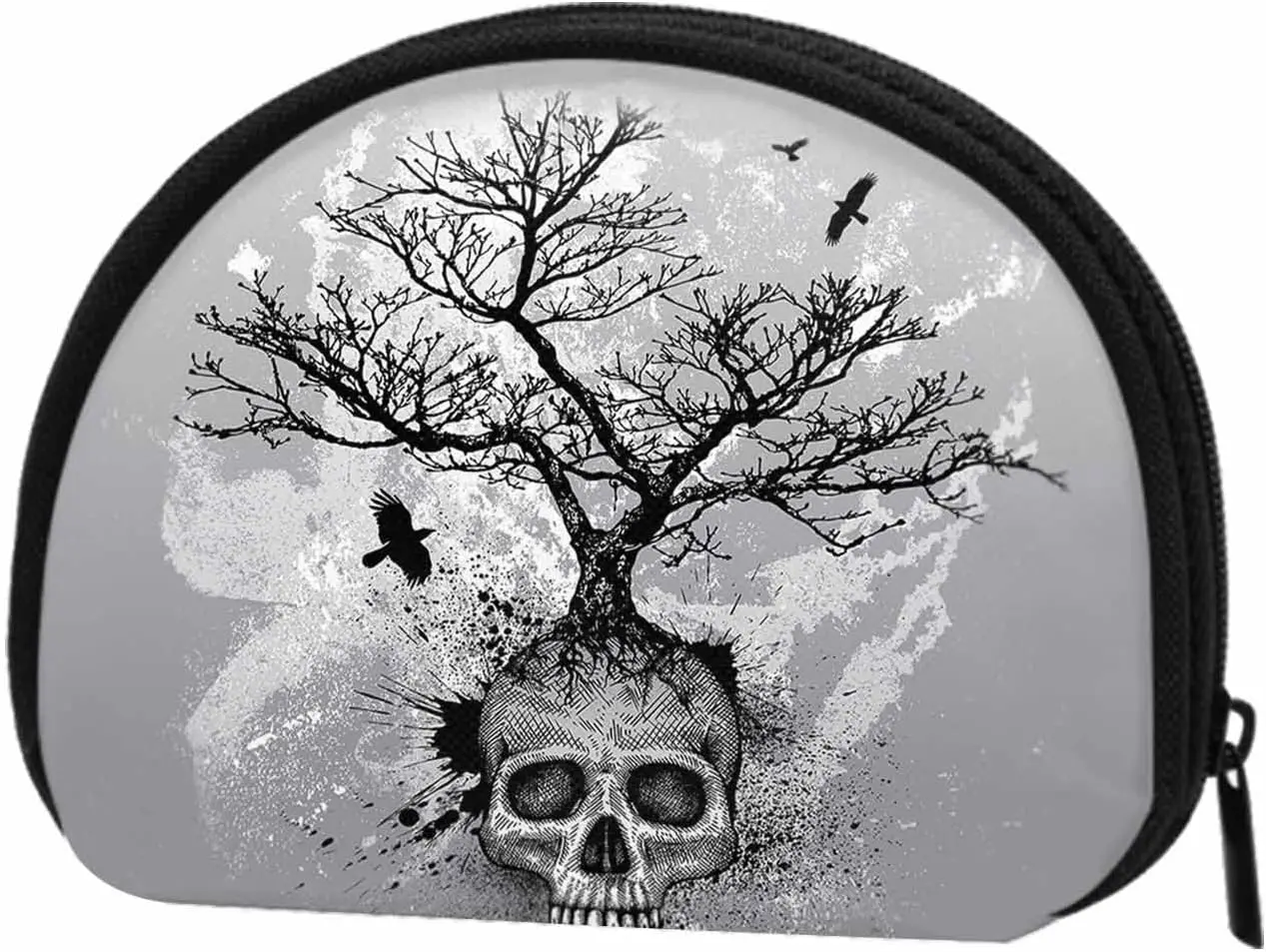 Small Coin Purse Creative Skull Black Eagle Tree Mini Wallet Coin Pouch Change Purse For Women Men Girls