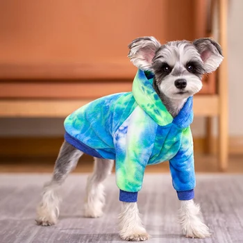 Tie Dye Dog Clothes Hoodie Pet Winter Coat Dog Sweaters with Hat Puppy Sweatshirts for Small Medium Large Dogs Boy Girl Shirt 2