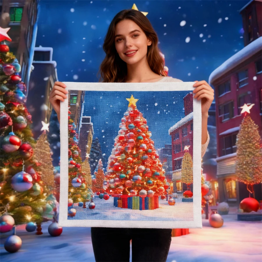 

2026 New style Winter Snow Christmas tree Printed Cross Stitch DIY Embroidery Kit Handmade Handicraft Wholesale Counted Magic