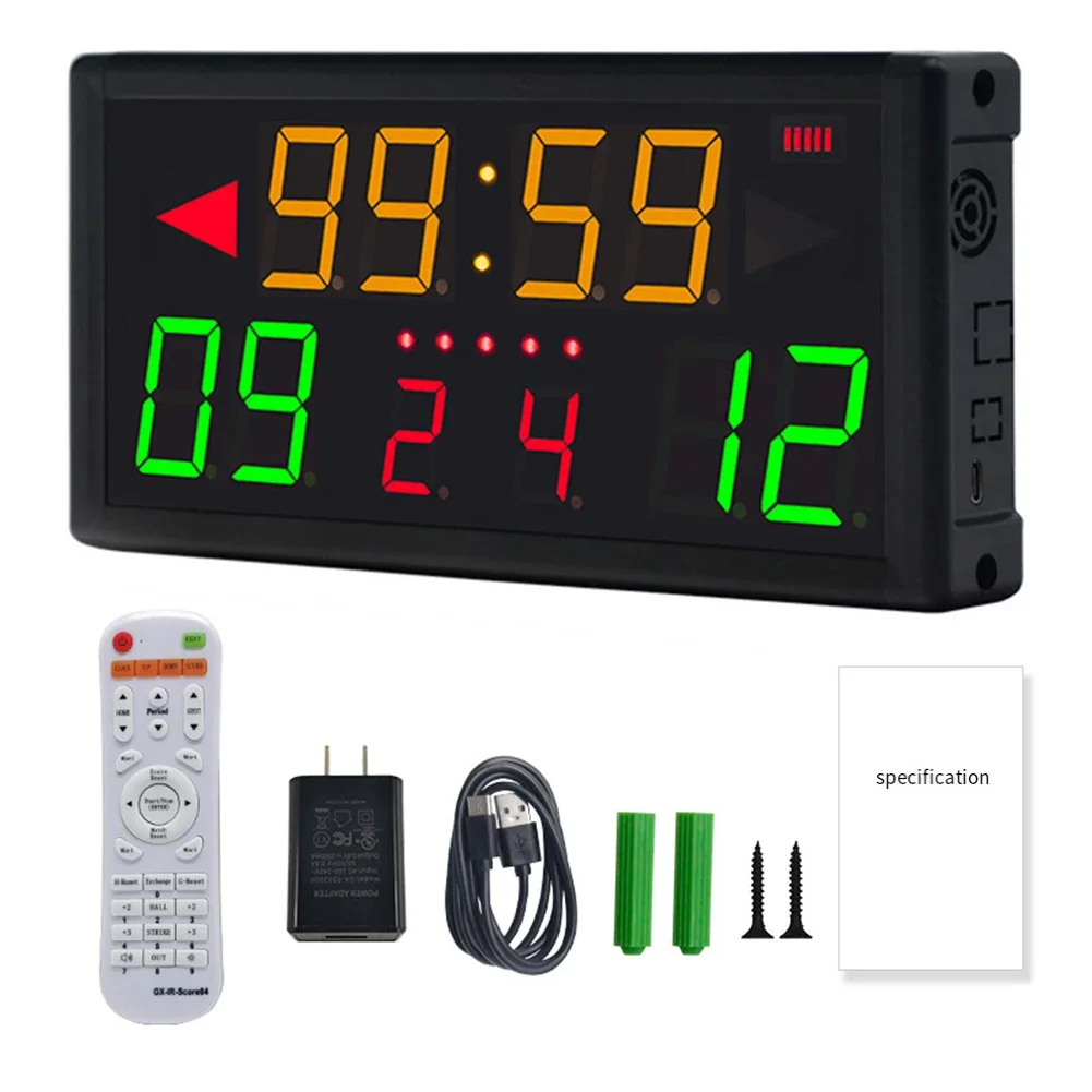 Countdown Scoreboard 2.4G Remote Control With Power Adapter 5V/2A Type-C Charging Three Luminous Colors For Table Tennis