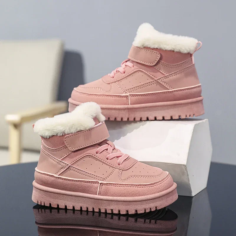 Kinder Schneeschuhe pelzigen warmen Plüsch Freizeit schuhe Mädchen Jungen Kinder Stiefel Winter trend ige All-Match verschleiß feste Kinder Baumwolle Stiefel