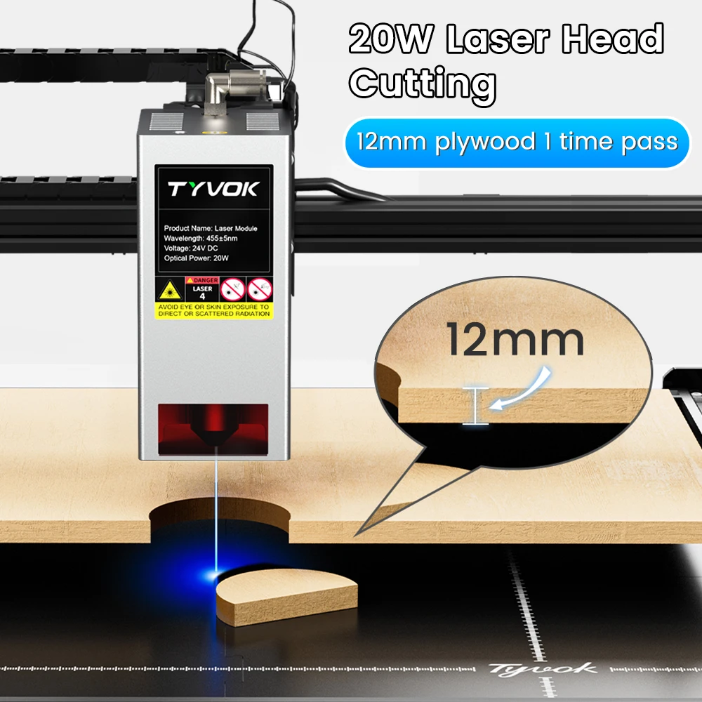 Tyvok 5W Laser Module for CNC Engraver 20W Laser Module High Power Cutter DIY Tools 450nm TTL/ PWM Blue Light 10W Laser Head