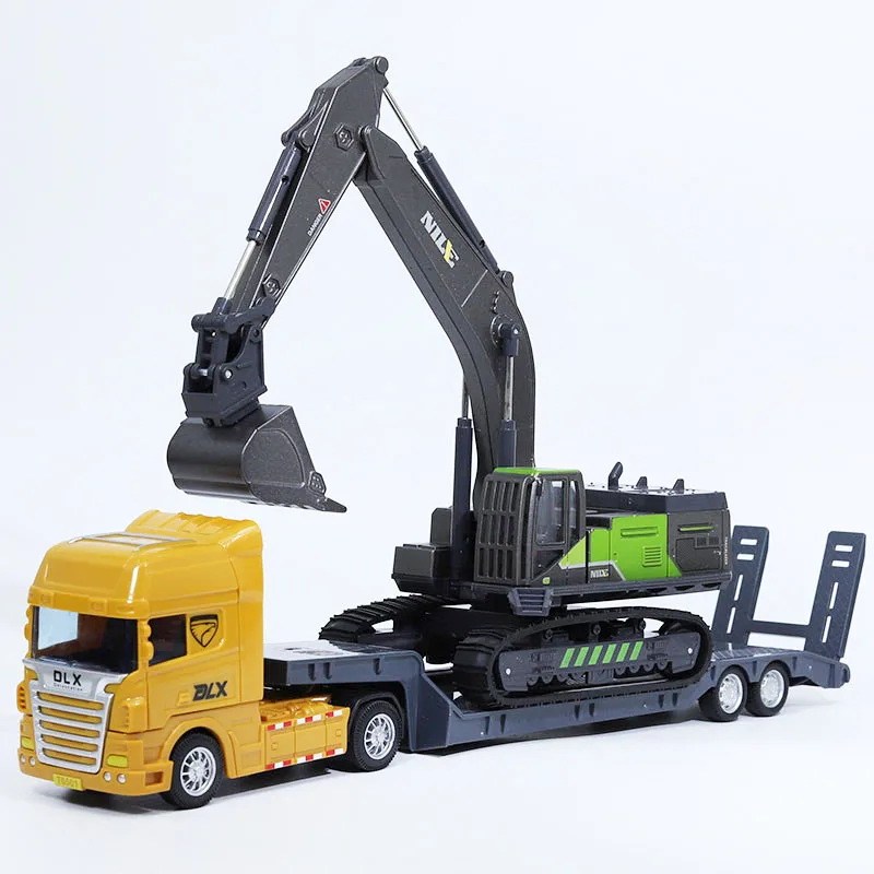 1:50 New Plastic Flatbed Transporter Toys,Hot Sale Crawler Excavator Wood Grabber,Construction Crane Toys,Free Shipping