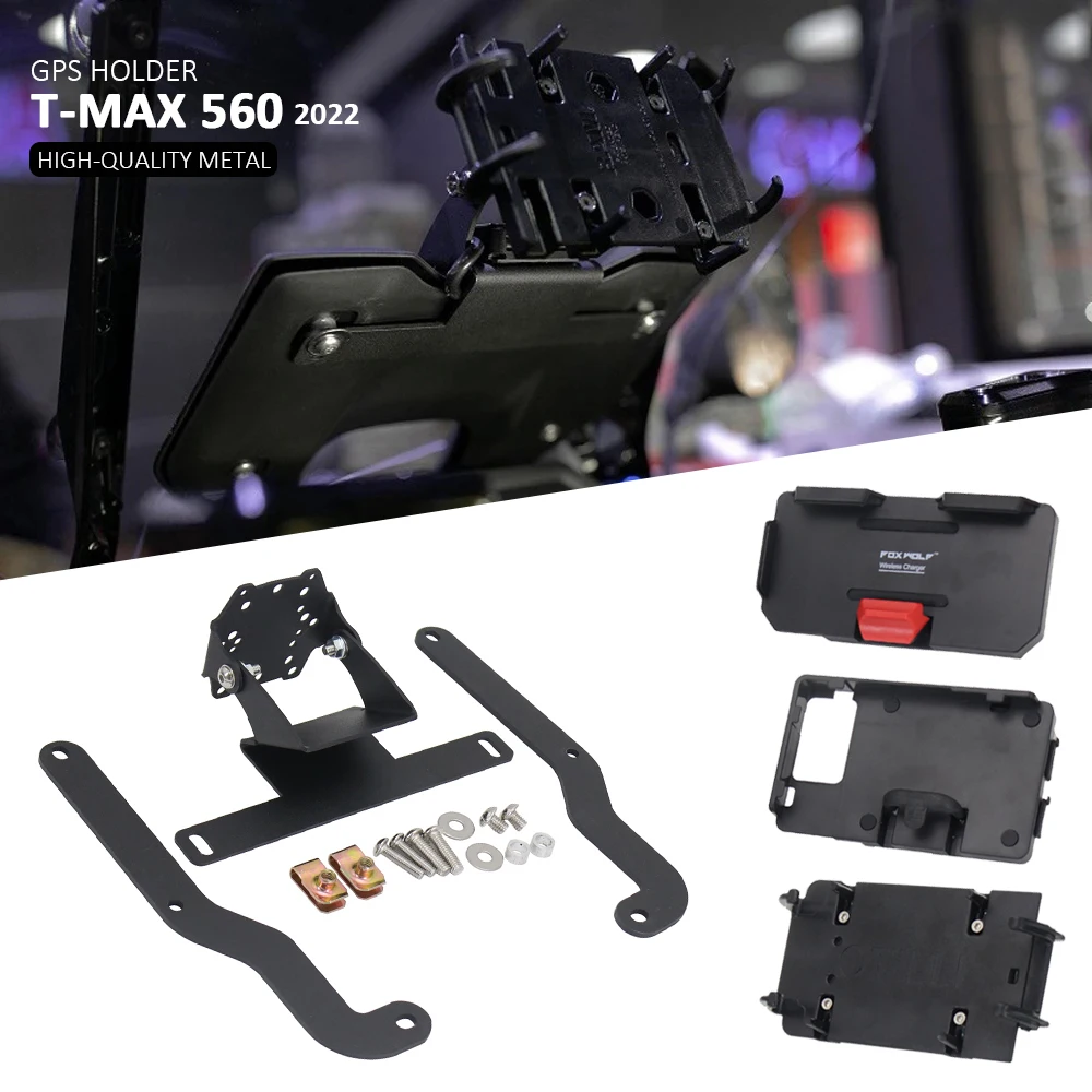 

NEW GPS Phone Holder USB/Wireless Charger Navigation Bracket Mount Stand For YAMAHA T-MAX560 T-MAX TMAX 560 TMAX560 2022 2023