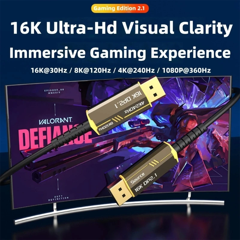 

H37F Flexible 54Gbps Opticals Fiber Cable for 16K 8K Displays Gaming
