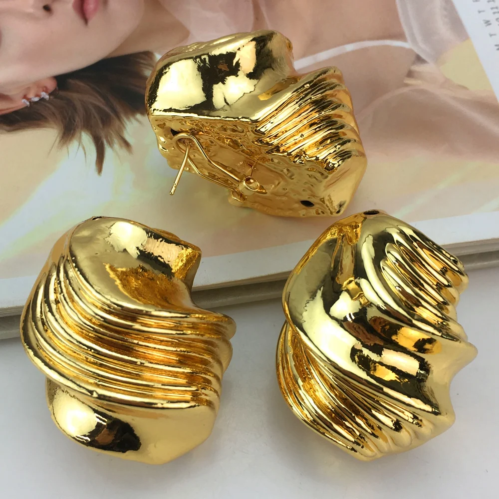 Hot Selling Italian Gold Plated Jewelry Women\'s Wedding Party Banquet Big Pendant Light Weight Bold Jewelry Sets FHK16803