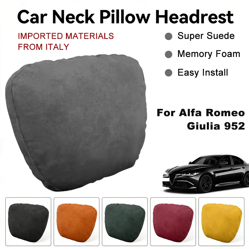 

Italy Suede Car Neck Rest Pillow For Alfa Romeo Giulia 952 Seat Head Neck Support Cushion Auto Interior Accessories