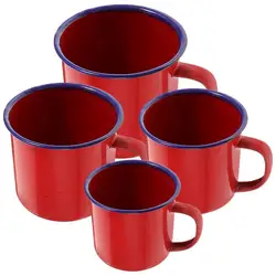 4pcs Mug Cup Enamel Coffee Camping Mugs Cups Tea Drinking 120/240/350/500mL Tin Travel Camp Campfire Hot Enamelware Tumbler New