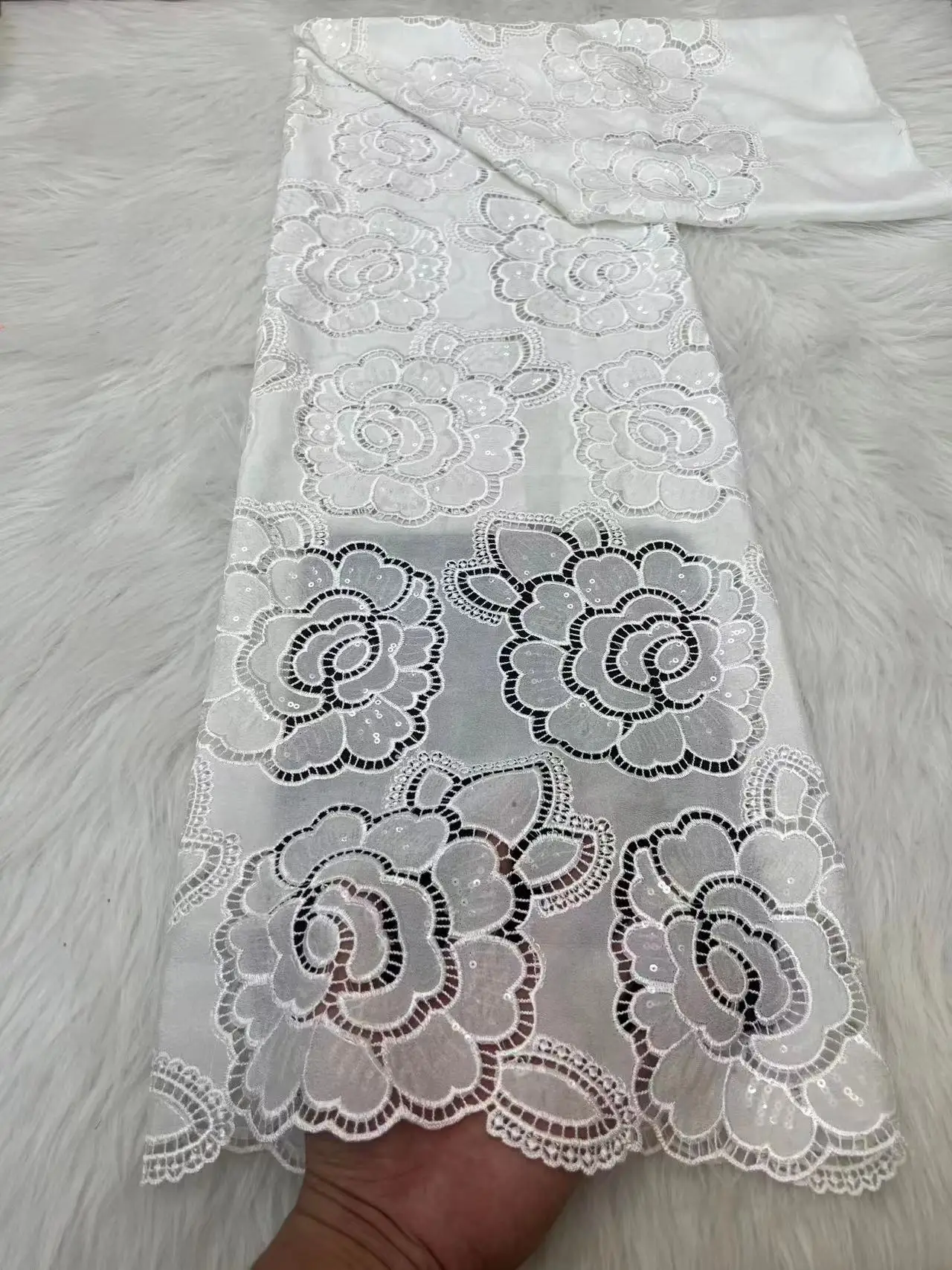 High elasticity chiffon rose embroidery dress embroidered fabric lace