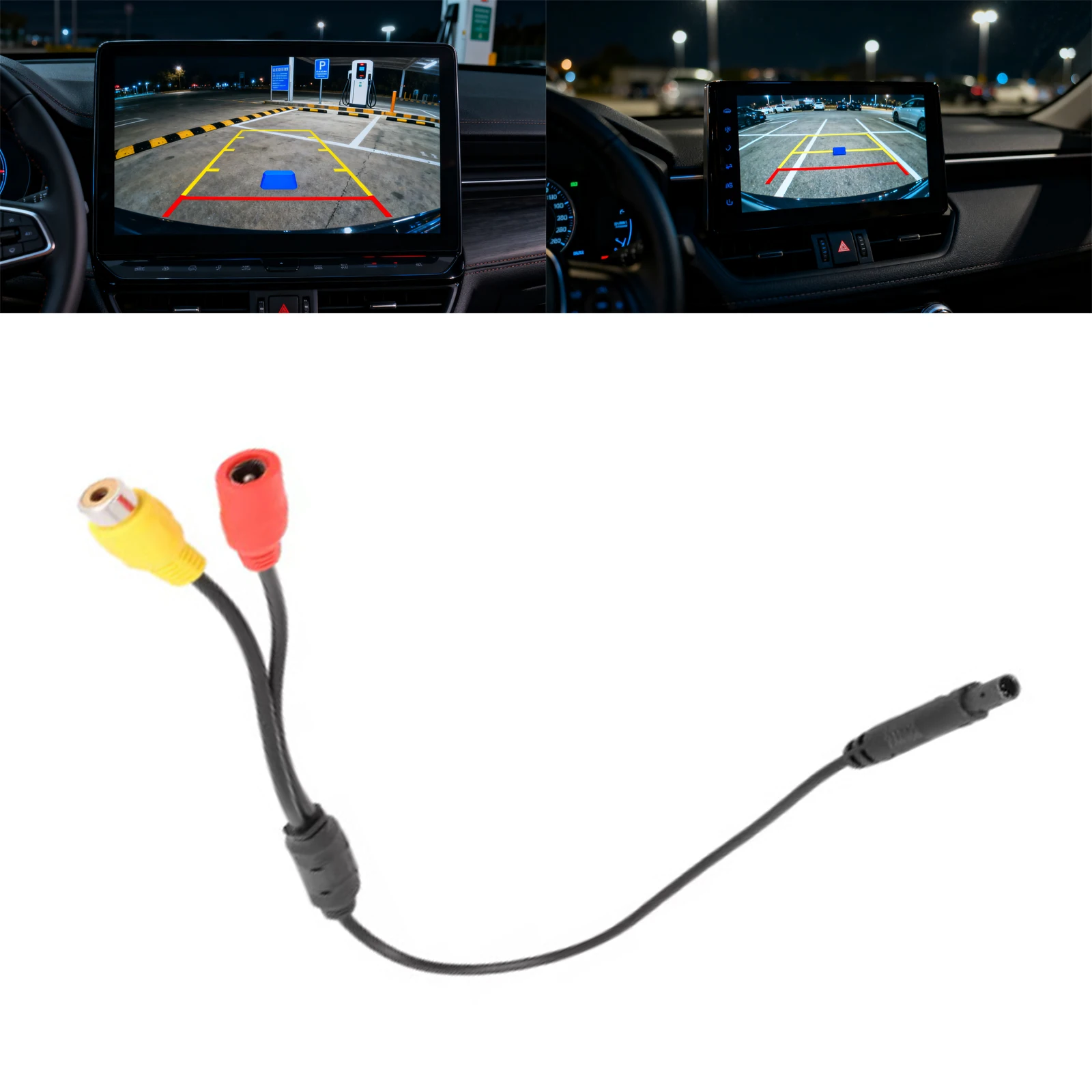 

1PC Car Video Adapter Cable, Reverse Backup Camera 4-Pin to CVBS (RCA Lotus Connector) Video Conversion Cable Audio Cables