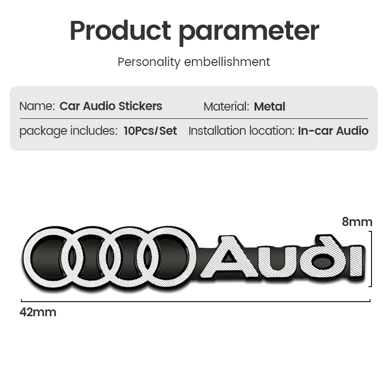 Car Styling 3D Metal alloy Speaker Audio Stickers Badge Emblem Decal For Quattro For Audi A3 A4 B8 A5 B7 A1 kuga C7 8I A7 TT Q7 view 3