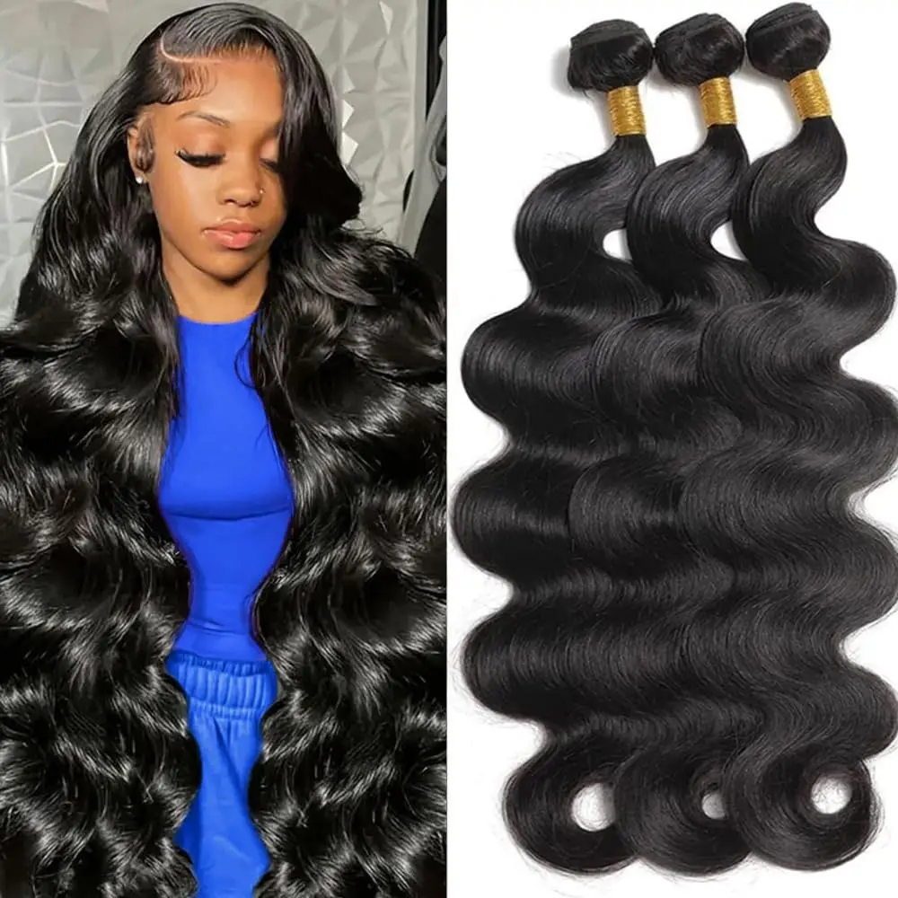 

Body Wave 3 Bundles Human Hair #1B 28 30 32 Inch 12A Grade 100% Unprocessed Brazilian Virgin Hair Body Wave Bundles Human Hair