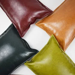 PU Oil Wax Leather Cushion Cover, Solid Color Luxury Imitation Leather Sofa Cushion, Office Cushion, Bedside Backrest