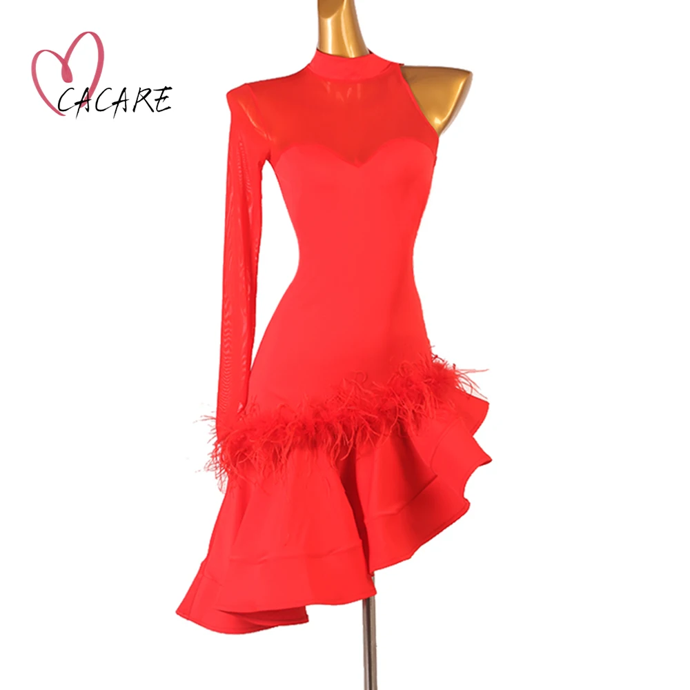 

CACARE Latin Dance Dress Fringed Women Girls Salsa Dance Clothes Practice Modern Competition Dancing Dresses Customize D1256